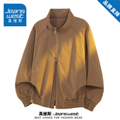 真维斯复古美式 春秋潮牌宽松百搭立领情侣上衣 休闲夹克外套男女款