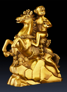 铜马上封侯纯铜马摆件办公室礼品