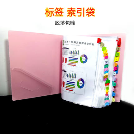 11孔活页手工标签贴索引文件袋a4加厚分类整理文件夹试卷收纳袋