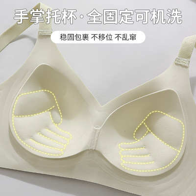 3338#全固定手掌杯内衣女无痕小胸聚拢加厚上托提胸美背文胸