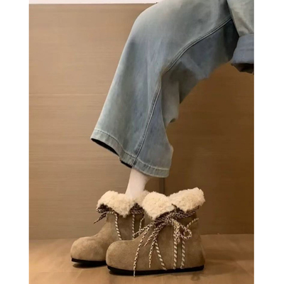 费尔岛～增高真皮羊毛雪地靴厚底