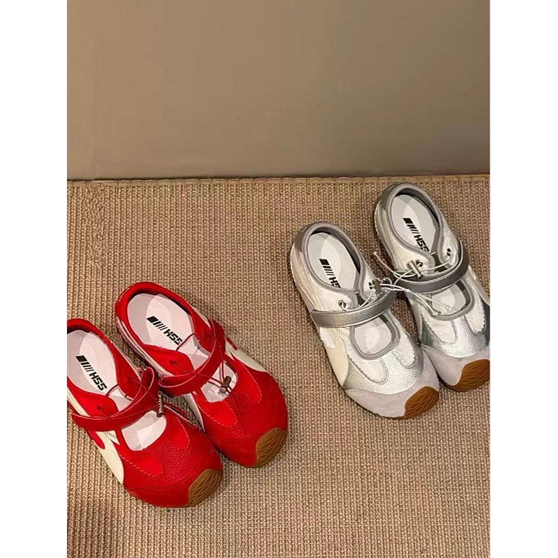复古红色玛丽珍阿甘鞋浅口德训鞋
