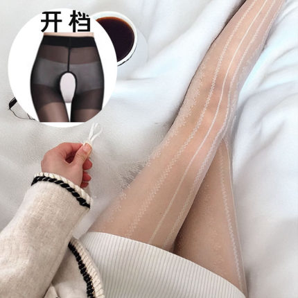 洛丽塔开档白色丝袜夏季超薄款纯欲风情调蕾丝连裤袜黑丝春秋菱格