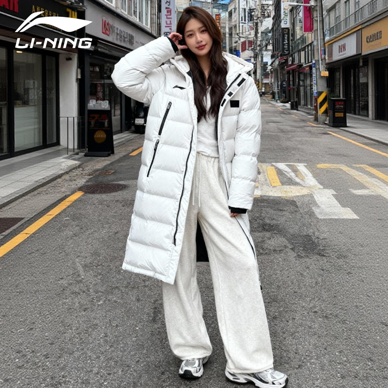 李宁女士羽绒服连帽鸭绒服外套