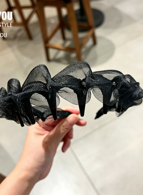 网纱蝴蝶结带齿防滑宽边发箍