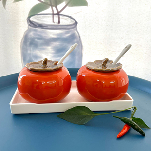 陶瓷调味罐套装厨房小吃店辣椒油瓶盐罐调料罐创意辣椒油罐高颜值
