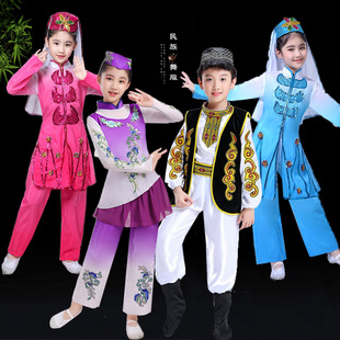 幼儿女童新疆舞演出服儿童款维吾尔族舞蹈服回族少数民族表演服装