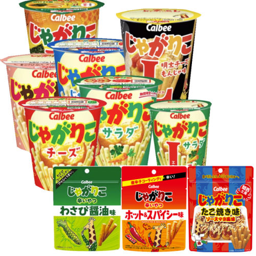 日本进口Calbee卡乐比芥末沙拉芝士鳕鱼子黄油味薯条休闲小零食
