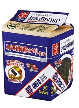 日本进口永井即食海苔大片装儿童零食小吃寿司拌饭包饭紫菜8袋入