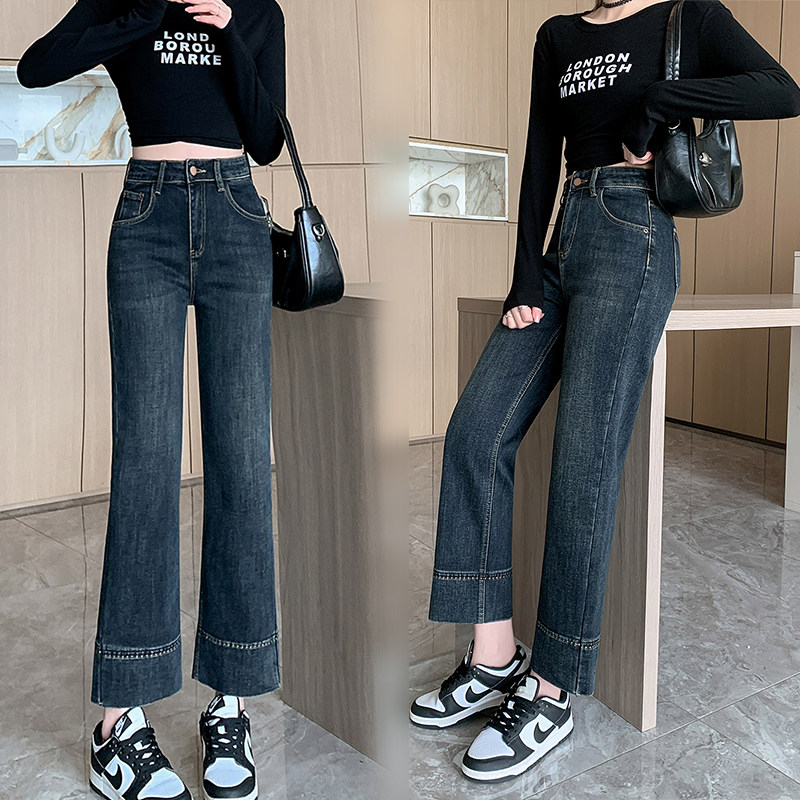 包邮大码女2026早春新款胖mm显瘦直筒牛仔裤小个子烟管裤