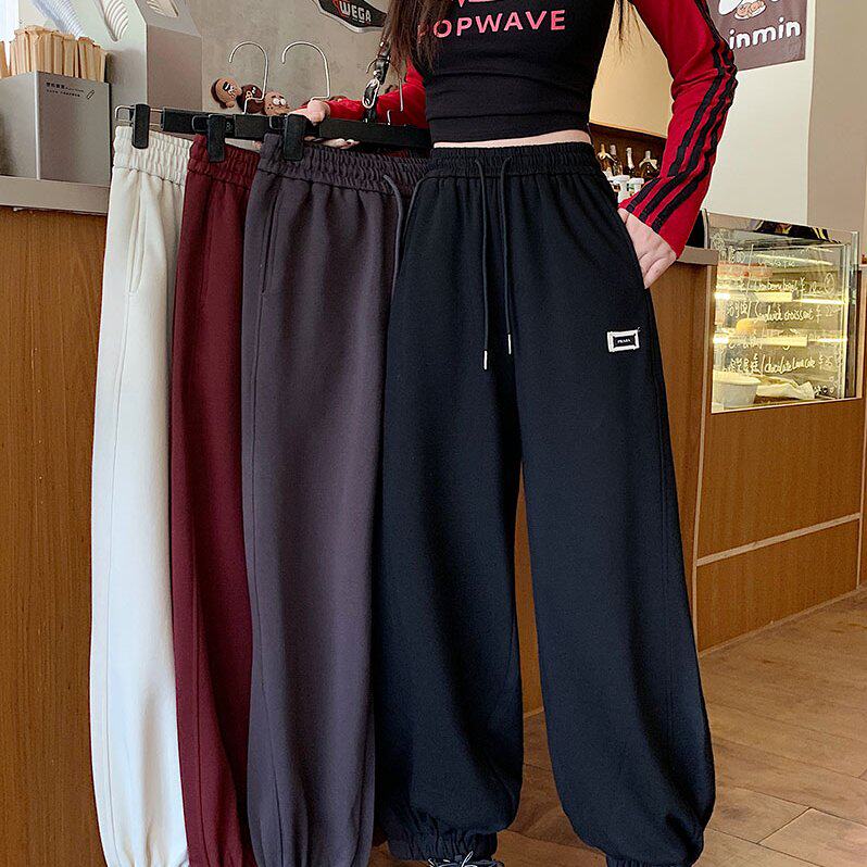 包邮2026秋装新款胖mm大码女运动风休闲贴标束脚九分裤卫裤