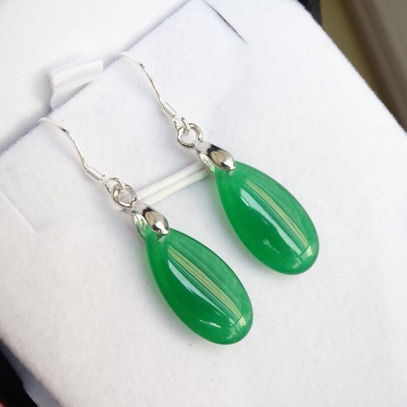 新品体验价马上涨价天然18K金翠玉水滴耳坠显气质百搭玉耳环耳线