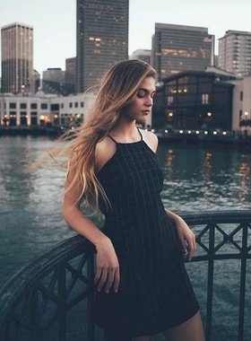 13614款20161风吊带AA格子复古连衣裙A字群