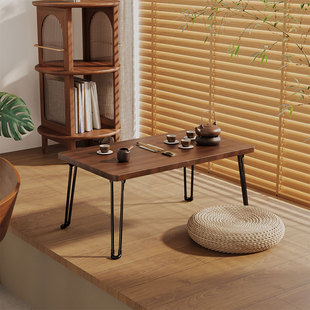 新中式折叠茶桌古风飘窗小桌子卧室坐地炕桌中式创意阳台禅意矮桌