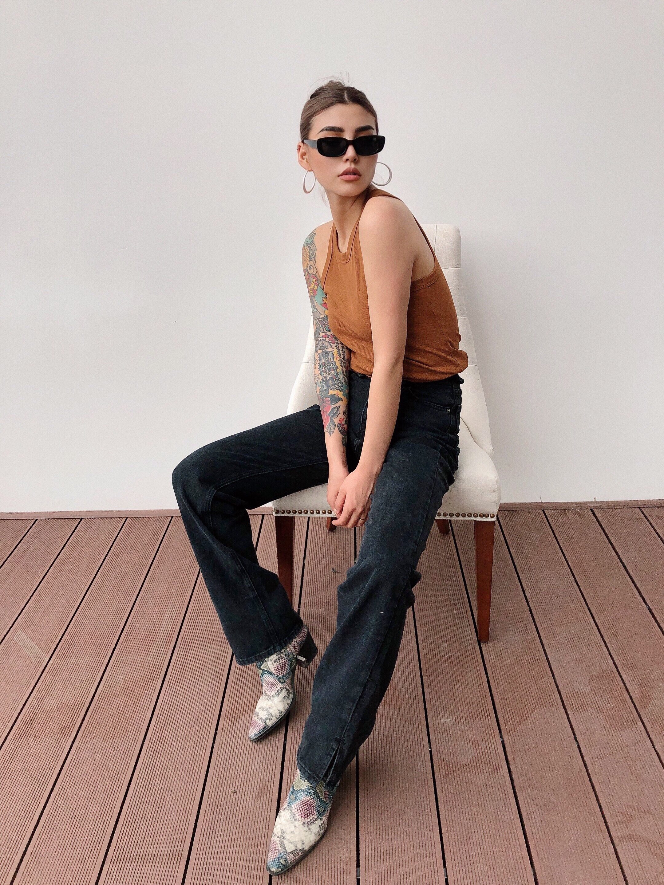 加长牛仔裤 穿出两米大长腿 欧美超模款高腰开叉拖地牛仔裤直筒裤