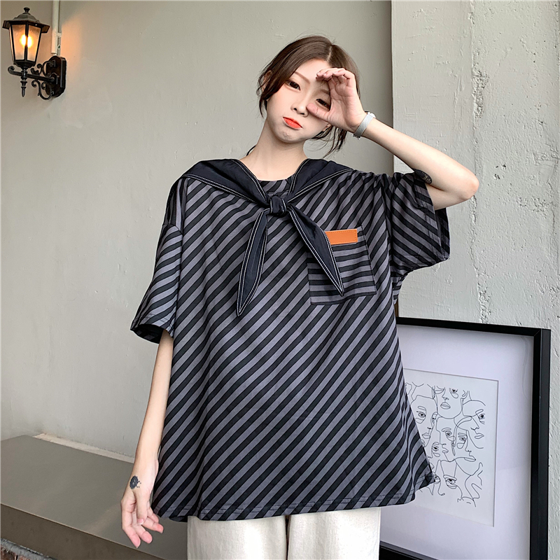 Real shot hong kong style short sleeve T-shirt women's sense of design