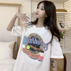 Real shot white t-shirt female summer 2021 new Korean loose large version of the original suzufeng net red short sleeve top