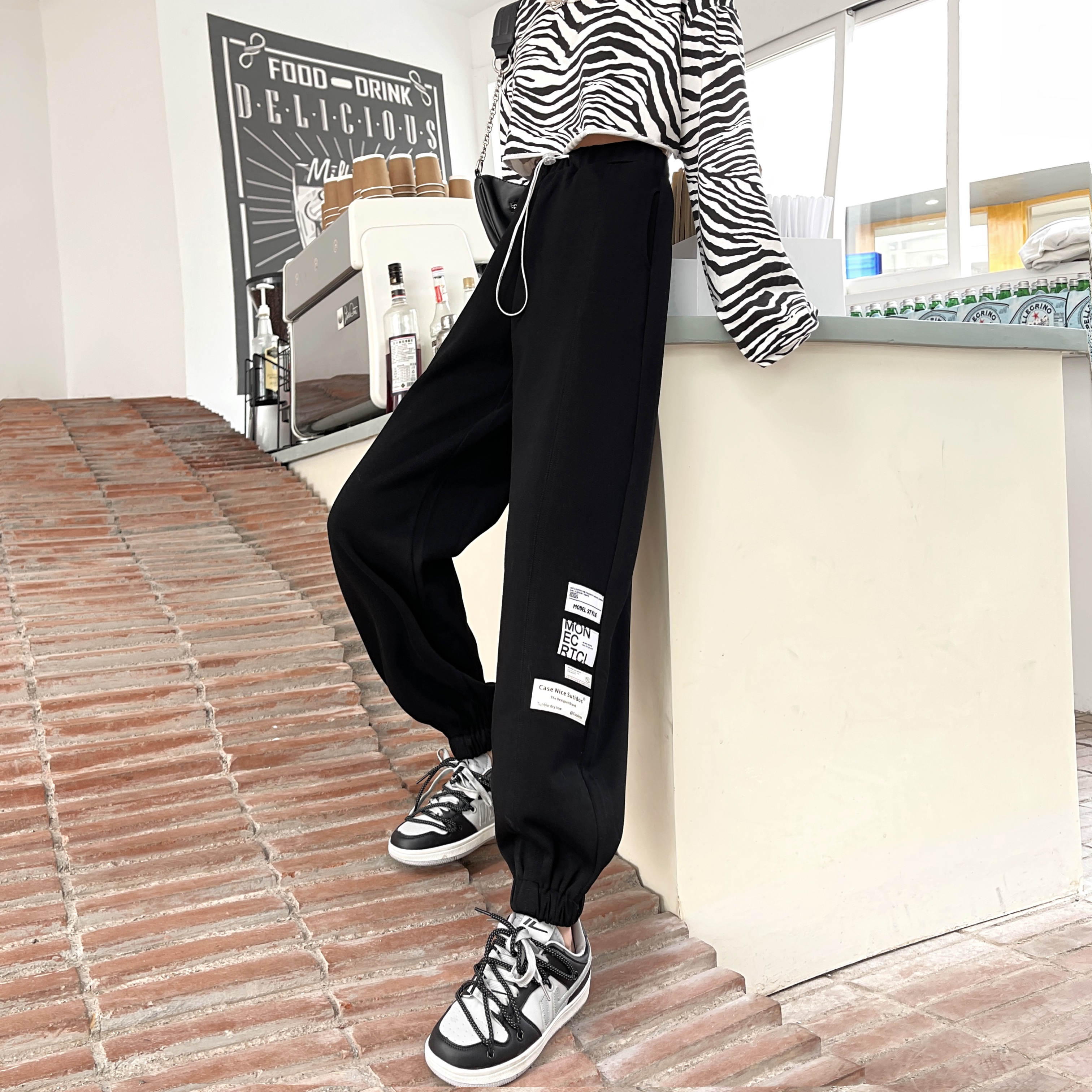 Real shot 2021 spring and autumn thin pants women's fashion versatile Harlan corset casual pants Student Korean pants