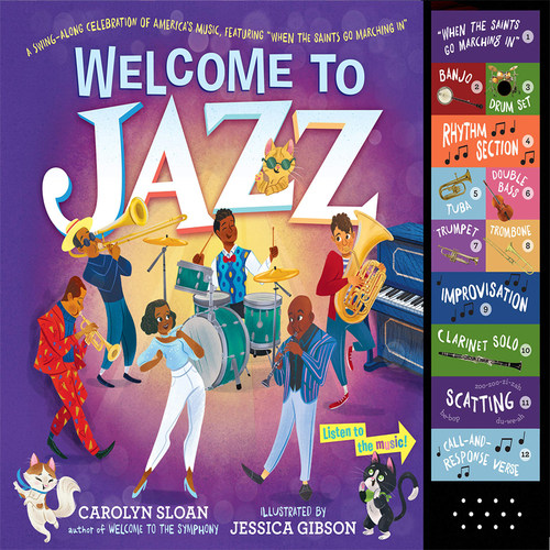 现货 英文原版 爵士乐团音乐发声书 Welcome to Jazz 儿童音乐启蒙乐器认知发音书玩具书互动礼品书 包含12种乐器声音