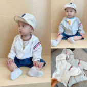 男童上衣夏款 小童透气空调衫 婴儿休闲条杠防晒衣 外套薄款 宝宝夏装