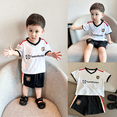 Рубашка поло Детская 儿童运动套装夏季新款宝宝足球衣服洋气小标织带二件套夏天外出服