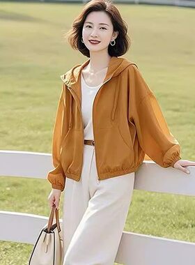 短款连帽2026夏季防晒衫女多巴胺薄款宽松小个子休闲防晒上衣外套