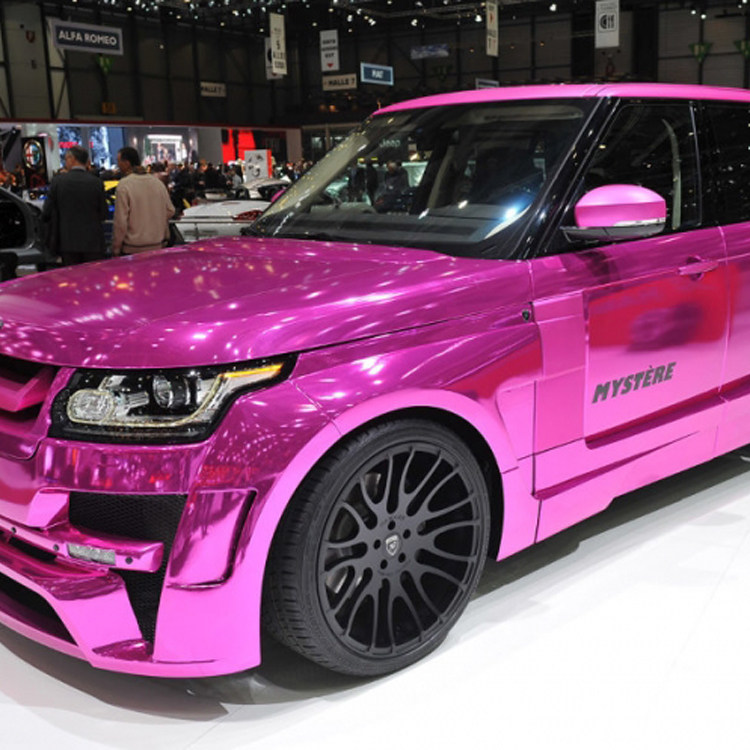 路虎进口电镀改色膜女性版车身改色玫红电镀膜梅红改色整车贴贴纸