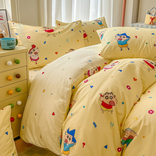 蜡笔小新 日系卡通少女心纯棉四件套亲肤全棉被套学生床上三件套