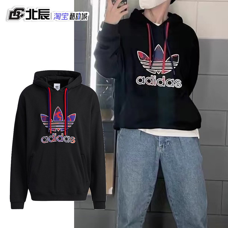 adidas三叶草卫衣男女连帽logo印花运动长袖套头衫HD0314 GP1865