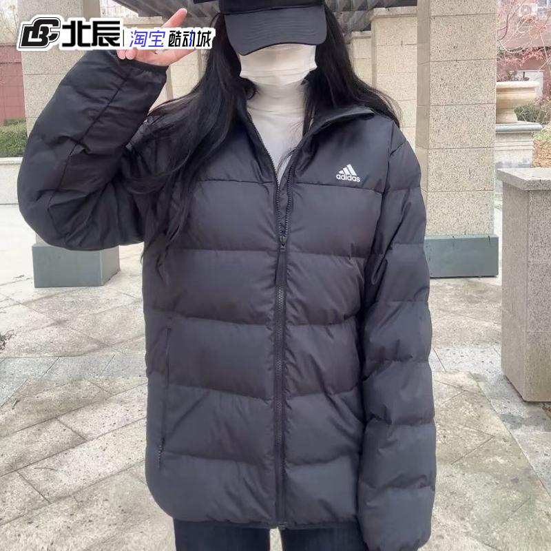 阿迪达斯连帽短款保暖羽绒服加厚