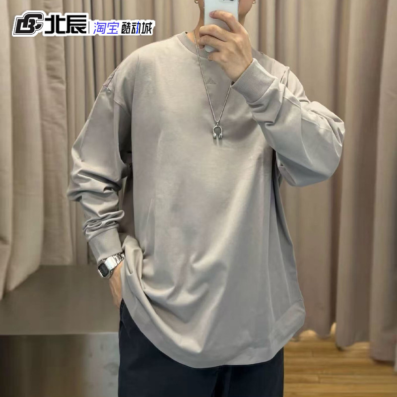 阿迪达斯情侣款棉质篮球版宽松运动长袖T恤时尚潮流套头衫 JD6130