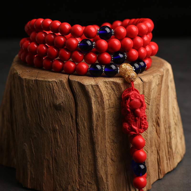 朱砂108颗佛珠手串饰品义乌