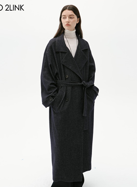 2LINKS｜牛仔色羊毛呢穿款简约大气秋冬风衣