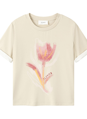 2LINKS｜原创郁金香印花短袖 百搭短袖显瘦上衣