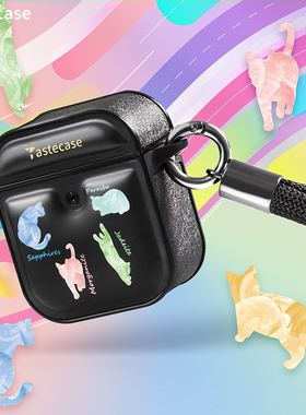 Tastecase黑色宝石猫咪耳机套适用苹果AirPodsPro三代磁吸耳机保护套原创高级感蓝牙AirPods4/3/2可爱耳机壳