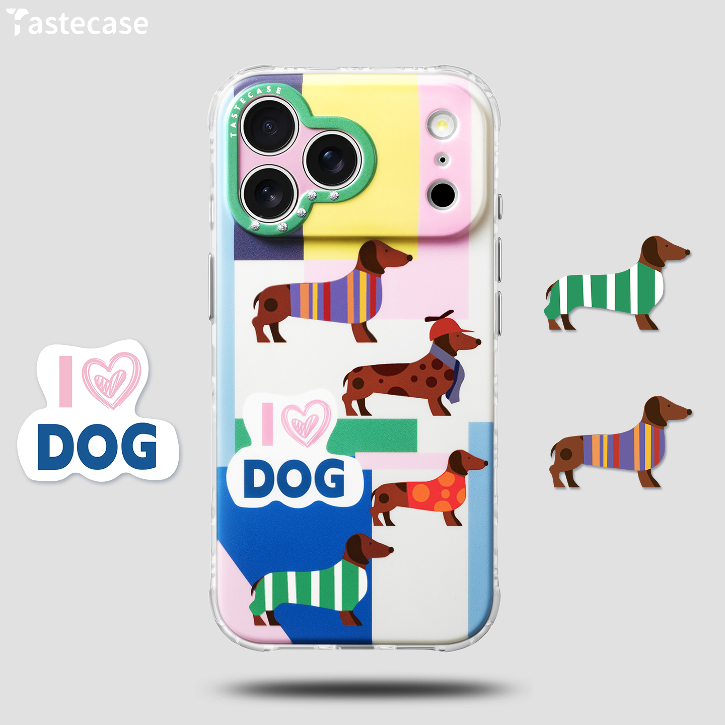 全包相机按键-钻石腊肠狗手机壳