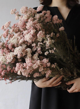 久伴天然米花干花永生花束真花树枝客厅桌面装饰摆件法式复古高级