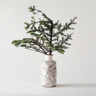 饰摆件中式 久伴轻奢法式 复古直筒陶瓷花瓶水养鲜花插花客厅桌面装