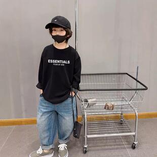 ESS FOG童装长袖t恤纯棉男童女童打底衫秋冬字母印花内搭宽松体恤