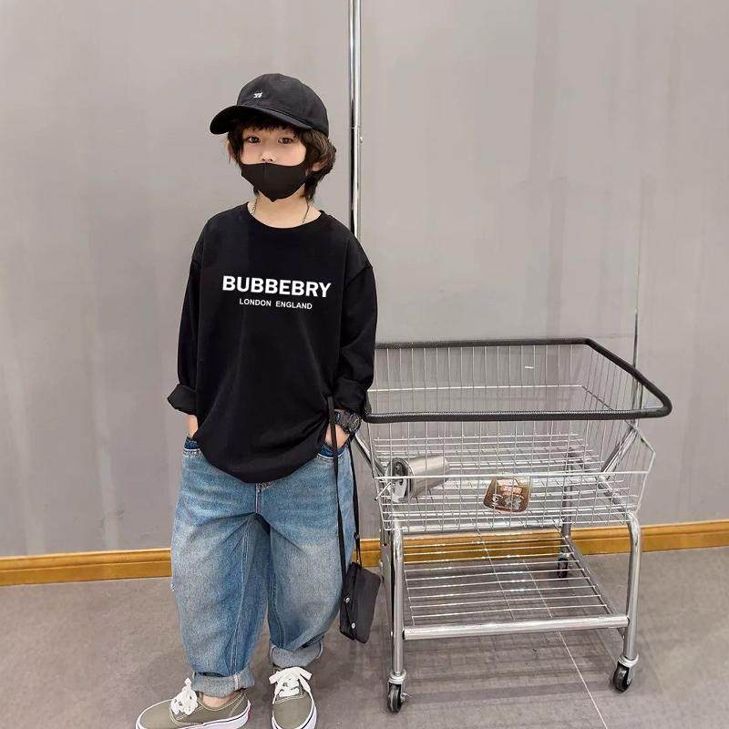 B家童装潮牌男童长袖t恤打底衫儿童男孩中大童大码宽松休闲上衣秋