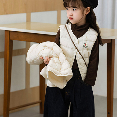 秋冬轻薄款鹅绒儿童羽绒马甲
