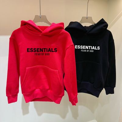 外贸潮essentials童装ESS儿童卫衣连帽衫男童fog加绒黑色2024秋冬