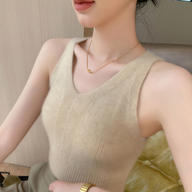 神仙内搭V领背心吊带山羊绒