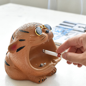 卡通老虎树脂烟灰缸防风防飞灰