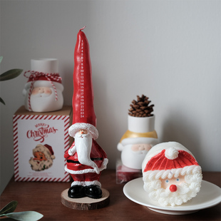 饰摆件 Lovely.圣诞老人来敲门系列圣诞节日气氛蜡烛可爱装