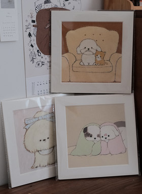 Hi Lovely.正版授权皮革插画原创治愈系动物系列微喷装饰画