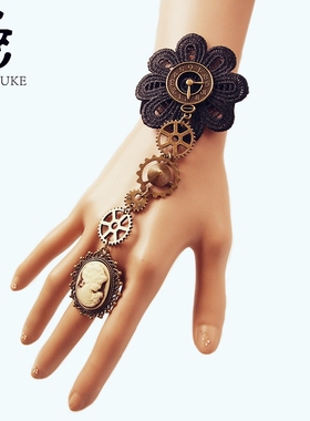 齿轮公爵蒸汽朋克欧美女蕾丝手链