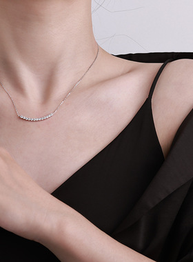 爱情笑脸吊坠小众风微笑简约毛衣链轻奢高级感925纯银莫桑钻项链