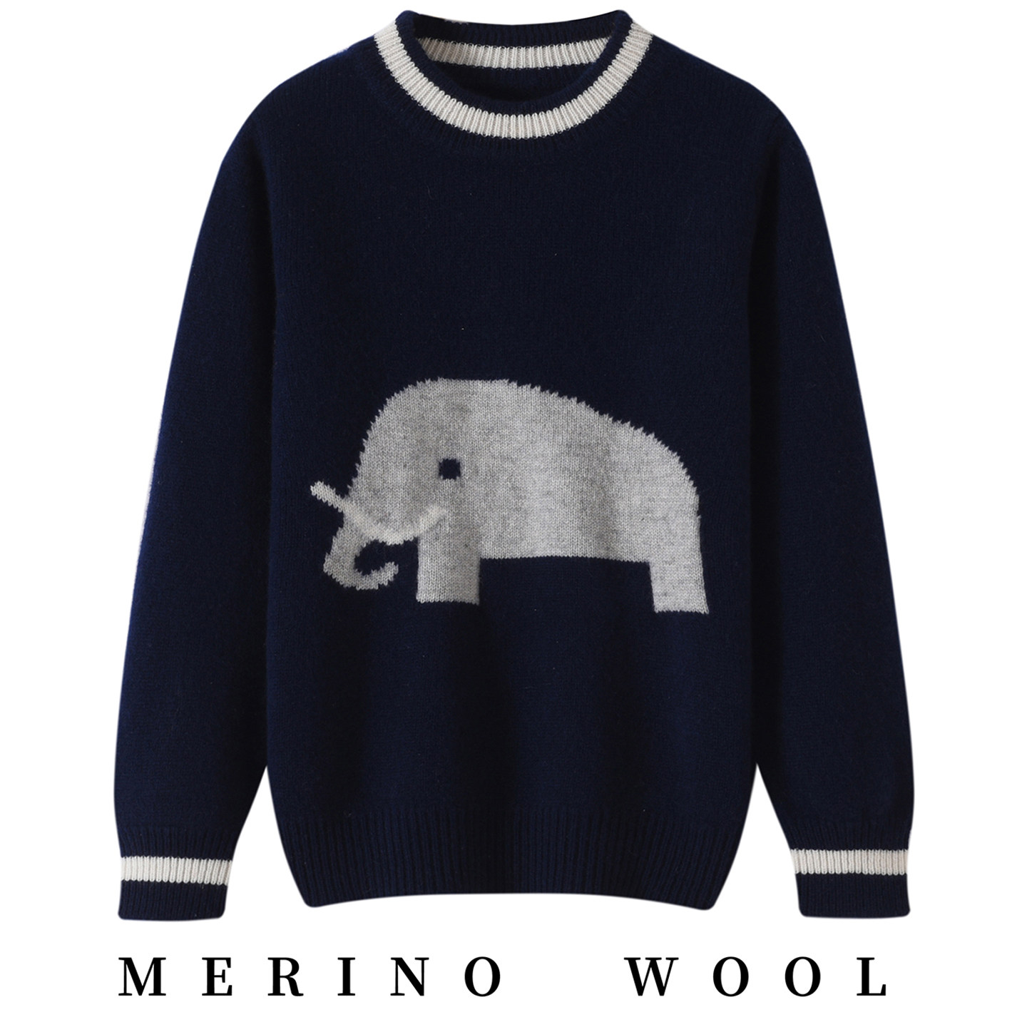 【100%羊毛】秋冬男童羊毛衫童装上衣套头卡通大象提花毛衣藏青色,童装/婴儿装/亲子装,毛衣/针织衫,淘宝优惠券,粉丝福利购,淘宝优惠卷