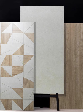 个性肌理感木纹砖60x120几何拼花哑光地砖侘寂风民宿浴室艺术墙砖